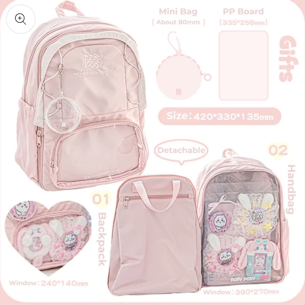 Rosy Post Ita Kawaii Cute Pink Japan Backpack